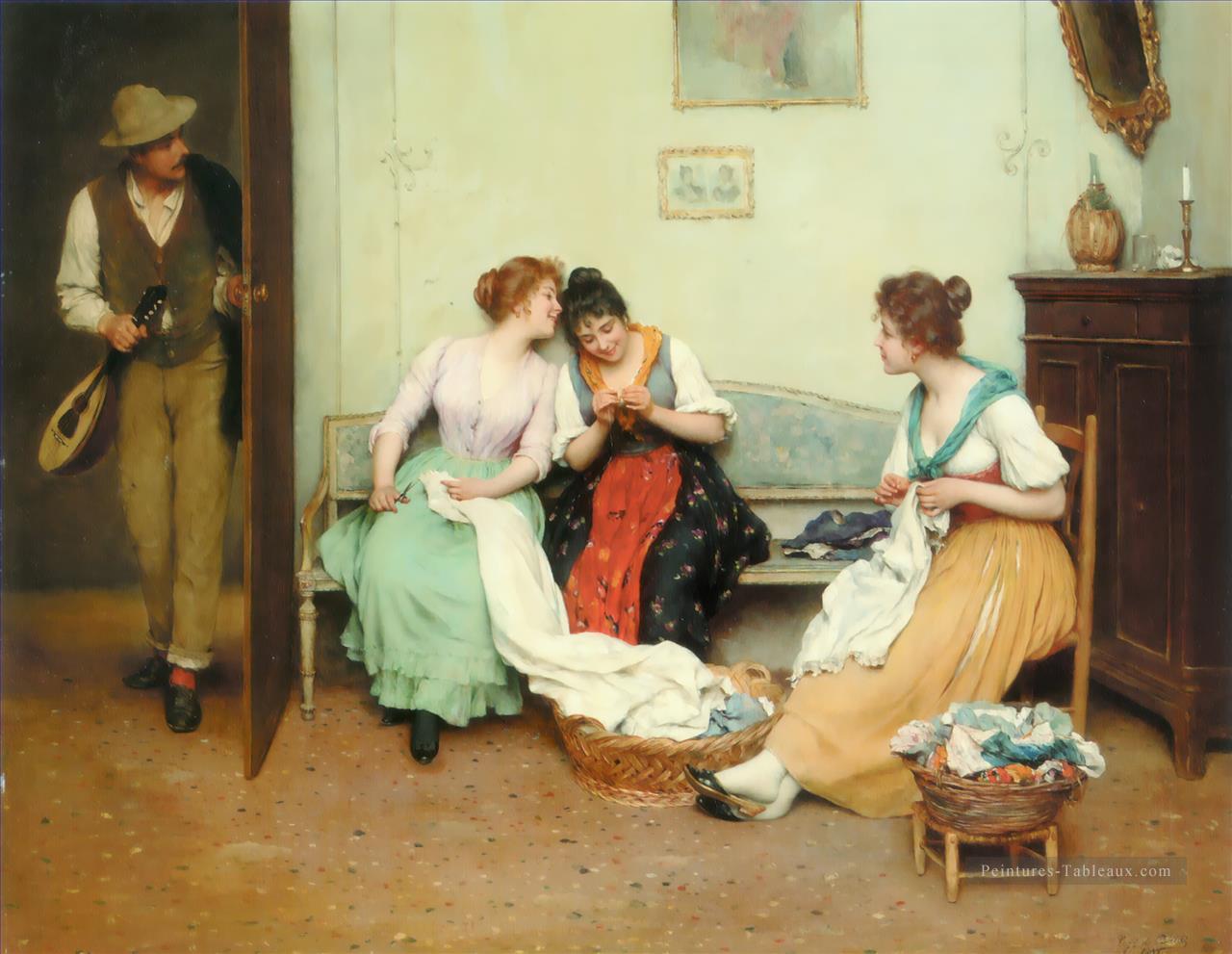 La sympathique Gossip dame Eugène de Blaas Peintures à l'huile
